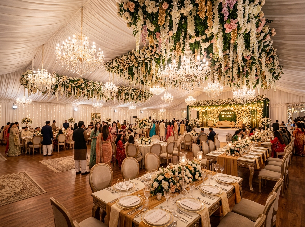 Beautiful Marquee Interior Banquet Setup